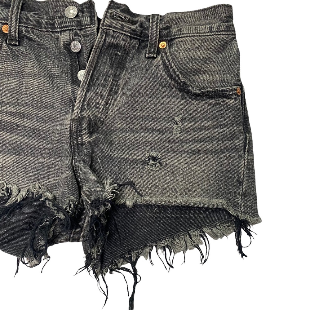 Levi Strauss Black Distressed Jean Shorts - Picture 4 of 12